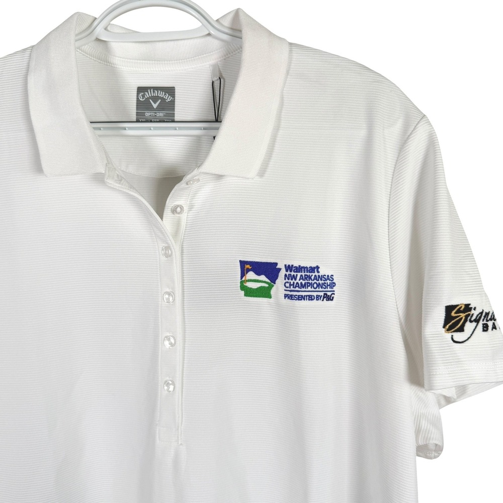 Callaway OptiDri Polo Golf Shirt Womens XXL White NW Arkansas Championship UPF50